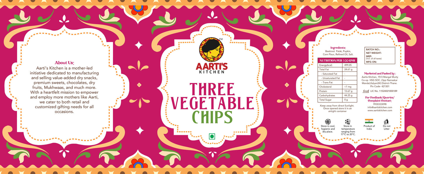 THREE VEGITABLE CHIPS