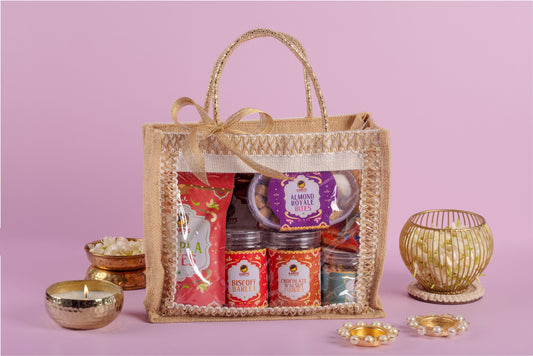 Transparent Jute Bag Diwali Gift Hamper - (AKUD2026013)