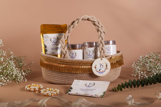 Classic Small Round Jute Diwali Gift Basket - (AKUD2026018)