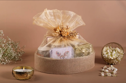 Petite Pink & Beige Oval Diwali Gift Basket - (AKUD202603)