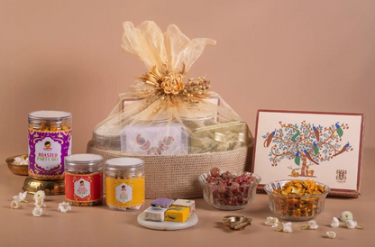 Petite Pink & Beige Oval Diwali Gift Basket - (AKUD202603)