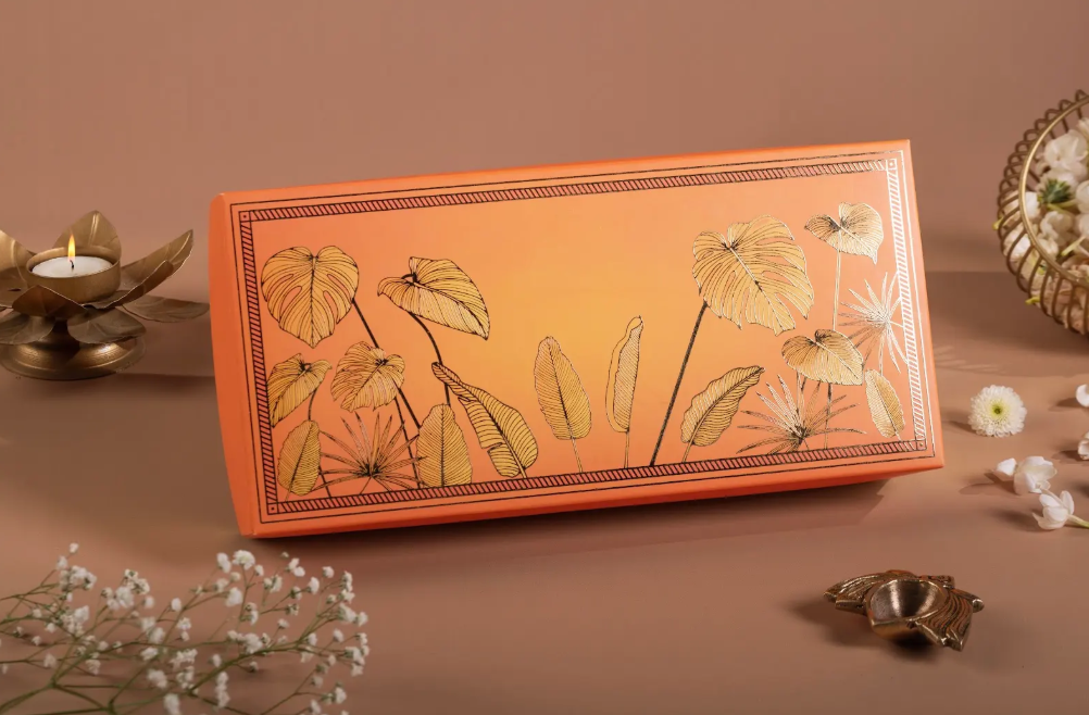 Premium Orange Gift Box with 4 Cavity Jars - (AKUD202620)